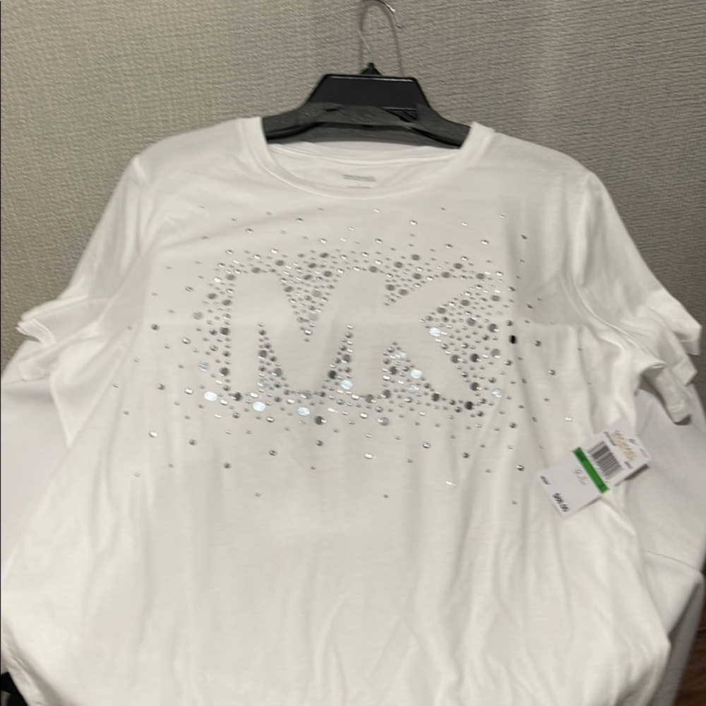 Michael Kors Silver and White Long Sleeve Tee